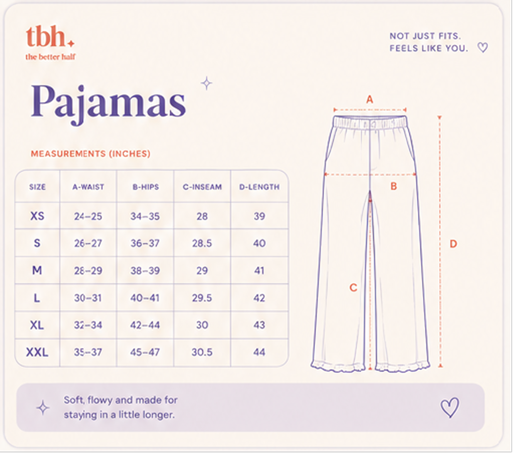 Pajamas size guide