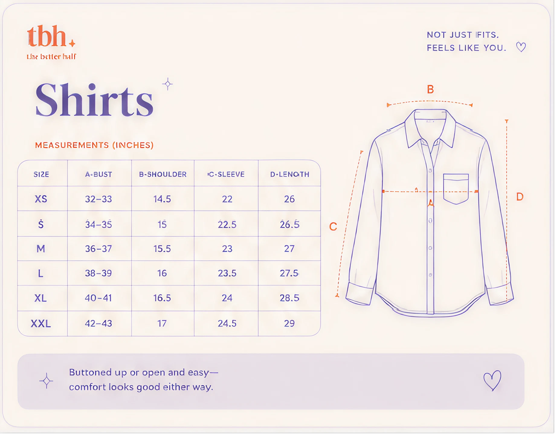 Shirts size guide
