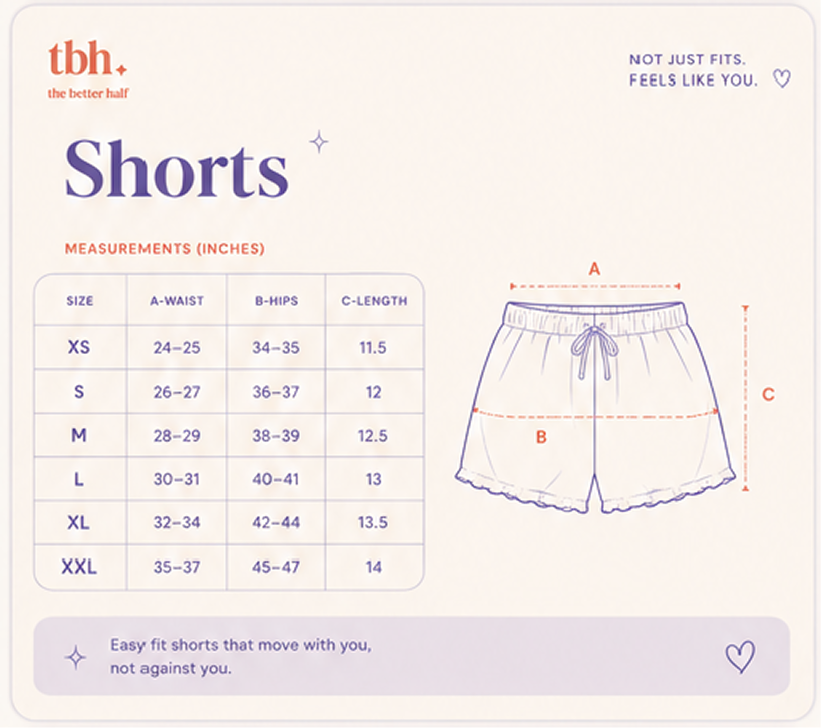 Shorts size guide