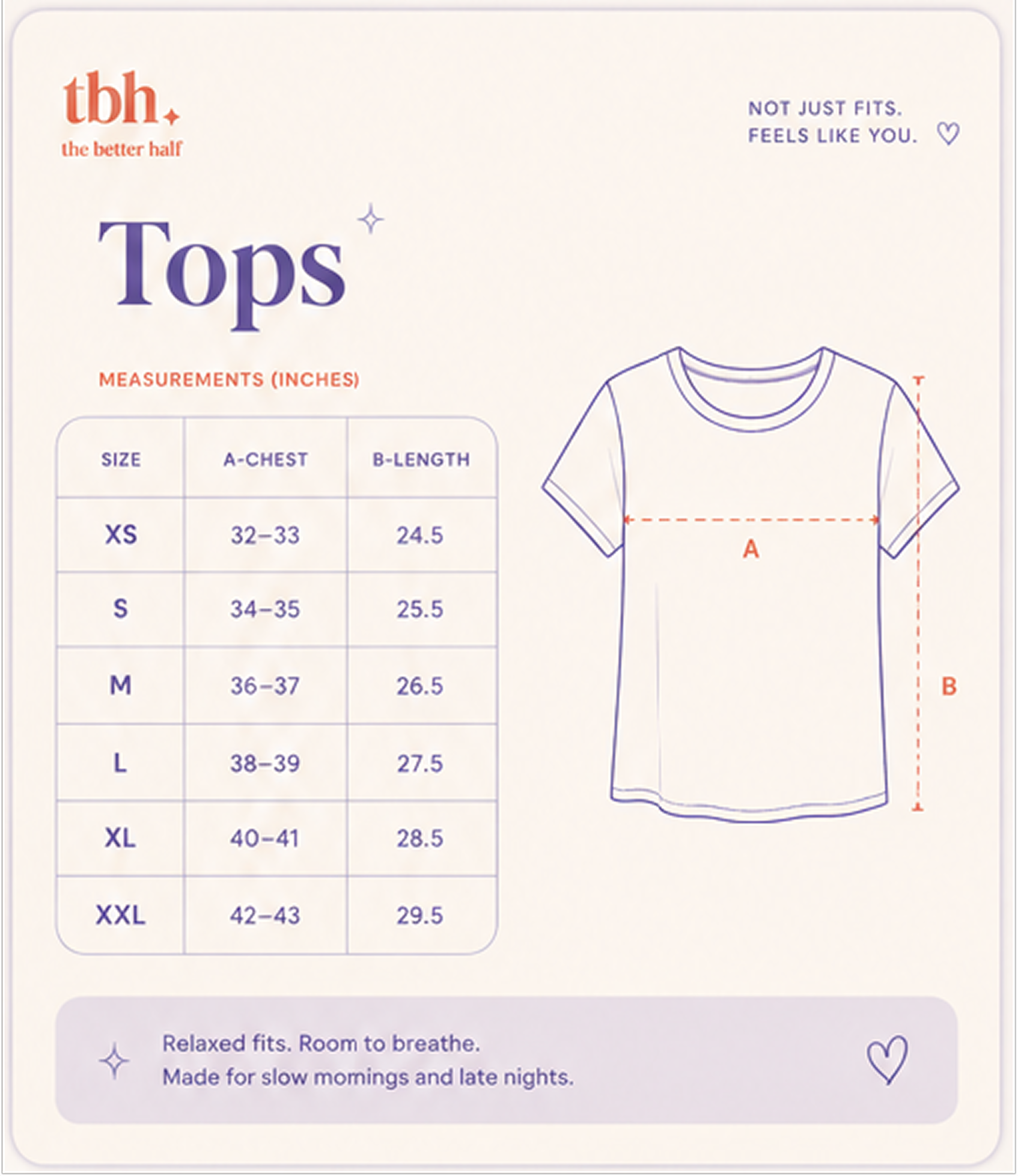 Tops size guide